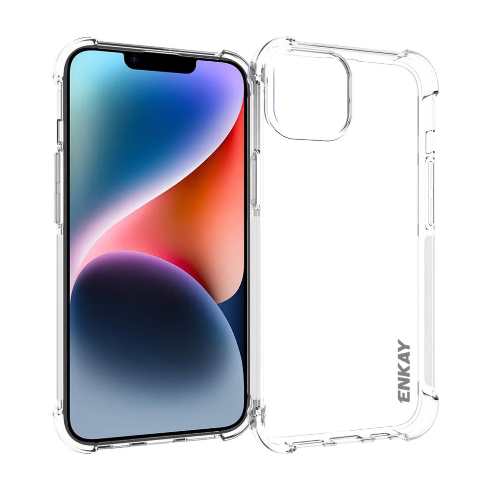 ENKAY HAT PRINCE Clear TPU Case for iPhone 14 Plus Anti-slip Phone Cover with High Aluminium-silicon Glass Film - 2