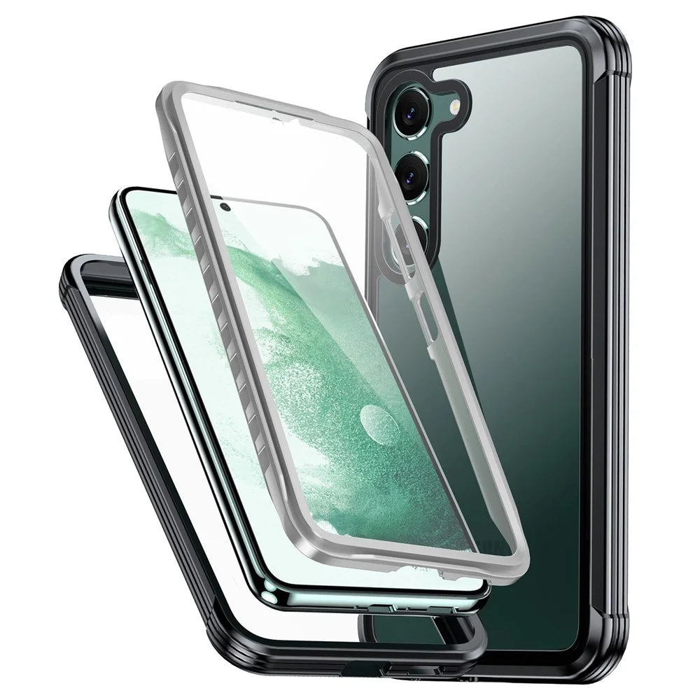 For Samsung Galaxy S22 5G Transparent Phone Case PC + TPU Smartphone Cover with PET Screen Protector - 1