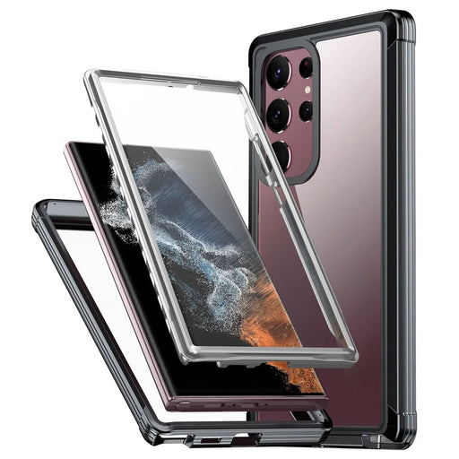 For Samsung Galaxy S23 Ultra Shockproof Phone Cover PC + TPU Clear Case with PET Screen Protector - 1