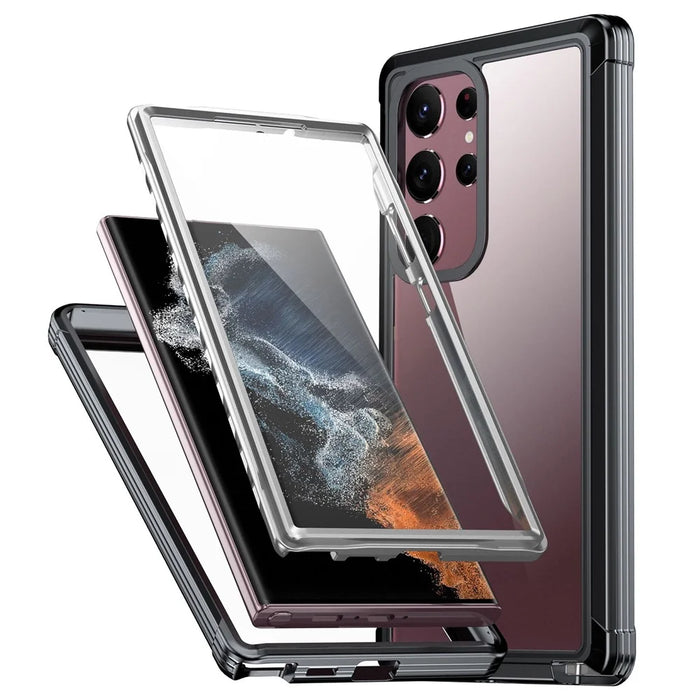 For Samsung Galaxy S23 Ultra Shockproof Phone Cover PC + TPU Clear Case with PET Screen Protector - 1