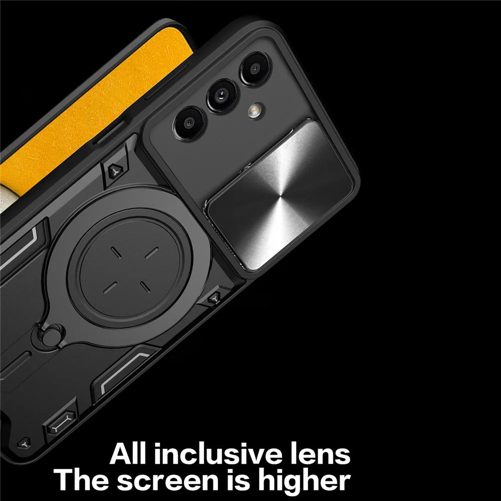 Kickstand Back Cover for Samsung Galaxy A13 5G / A04s 4G (164.7mm) , TPU+PC Slide Lens Protection Phone Case - Black - 7