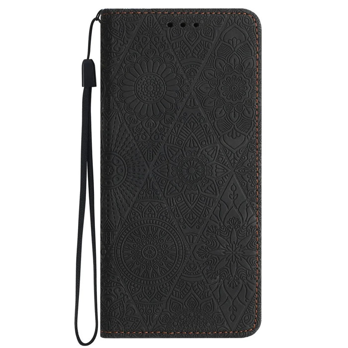 For Samsung Galaxy A34 5G Magnetic Shell Imprinted PU Leather Phone Case Wallet Stand Cover - Black - 6