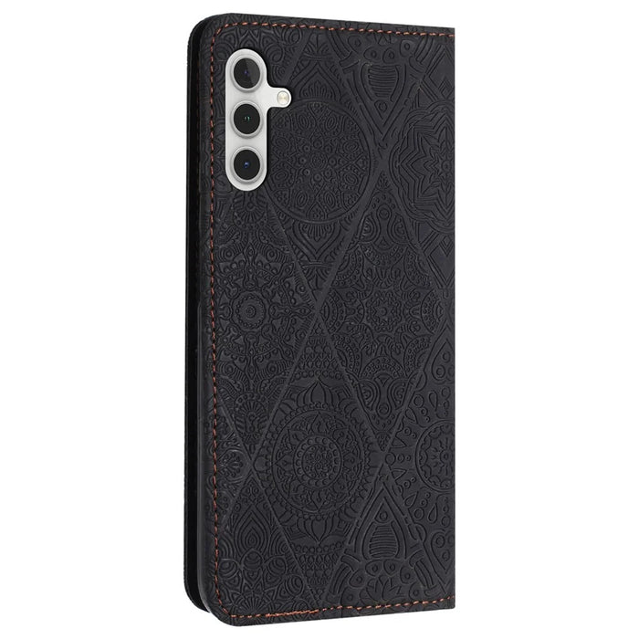 For Samsung Galaxy A34 5G Magnetic Shell Imprinted PU Leather Phone Case Wallet Stand Cover - Black - 7