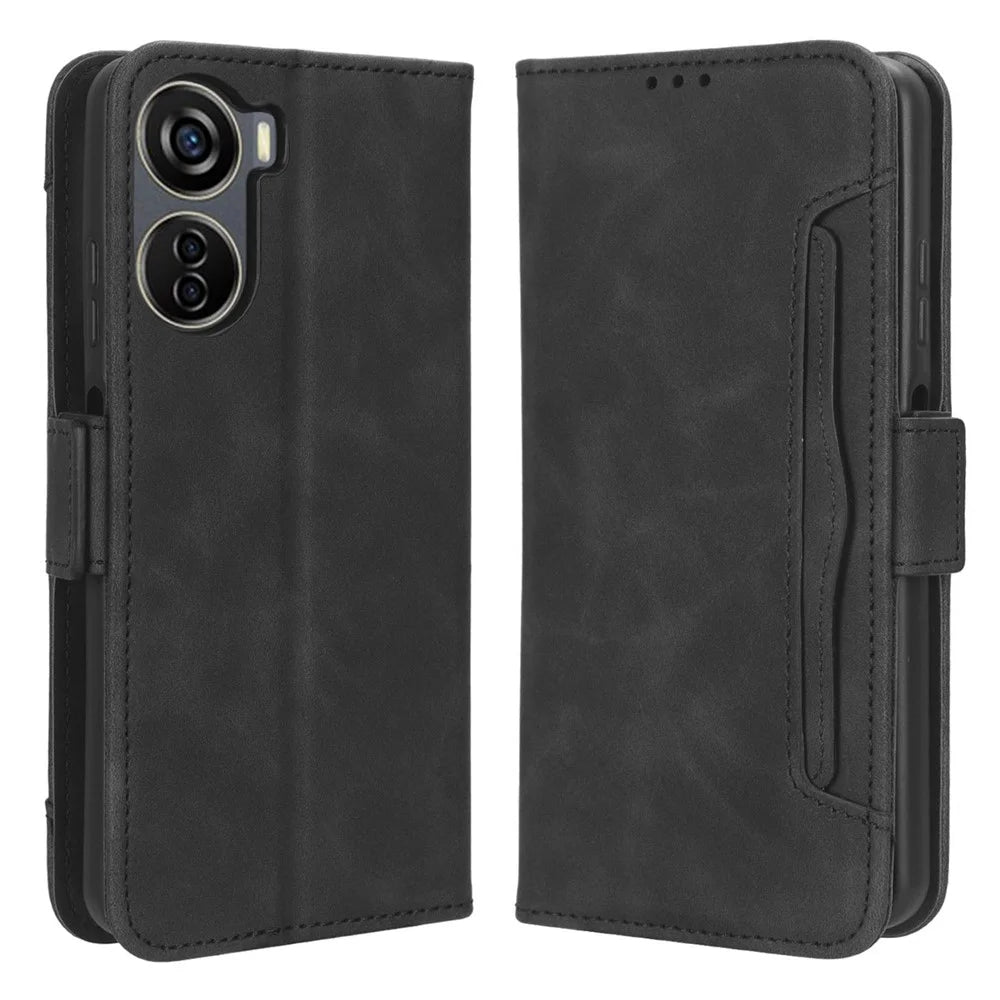 For ZTE Blade V41 Vita / Blade V50 Design 5G / V40 Design / Axon 40 Lite / nubia Neo PU Leather Case Multiple Card Slots Phone Cover - Black - 1