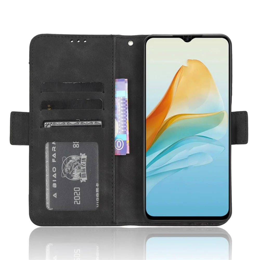 For ZTE Blade V41 Vita / Blade V50 Design 5G / V40 Design / Axon 40 Lite / nubia Neo PU Leather Case Multiple Card Slots Phone Cover - Black - 2