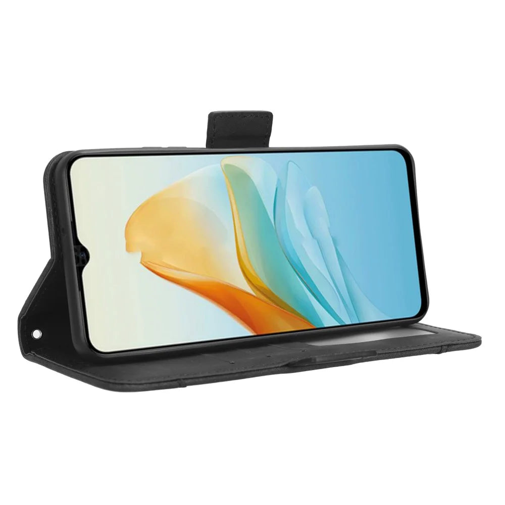 For ZTE Blade V41 Vita / Blade V50 Design 5G / V40 Design / Axon 40 Lite / nubia Neo PU Leather Case Multiple Card Slots Phone Cover - Black - 3