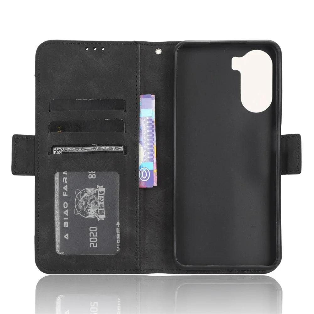 For ZTE Blade V41 Vita / Blade V50 Design 5G / V40 Design / Axon 40 Lite / nubia Neo PU Leather Case Multiple Card Slots Phone Cover - Black - 5