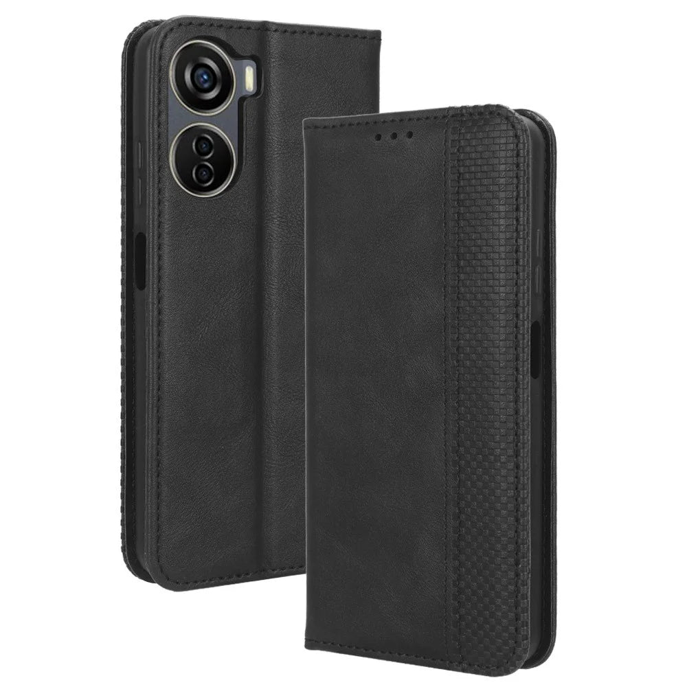 For ZTE Blade V41 Vita / Blade V50 Design 5G / V40 Design / Axon 40 Lite / nubia Neo Retro PU Leather Phone Case Stand Wallet Cover - Black - 1