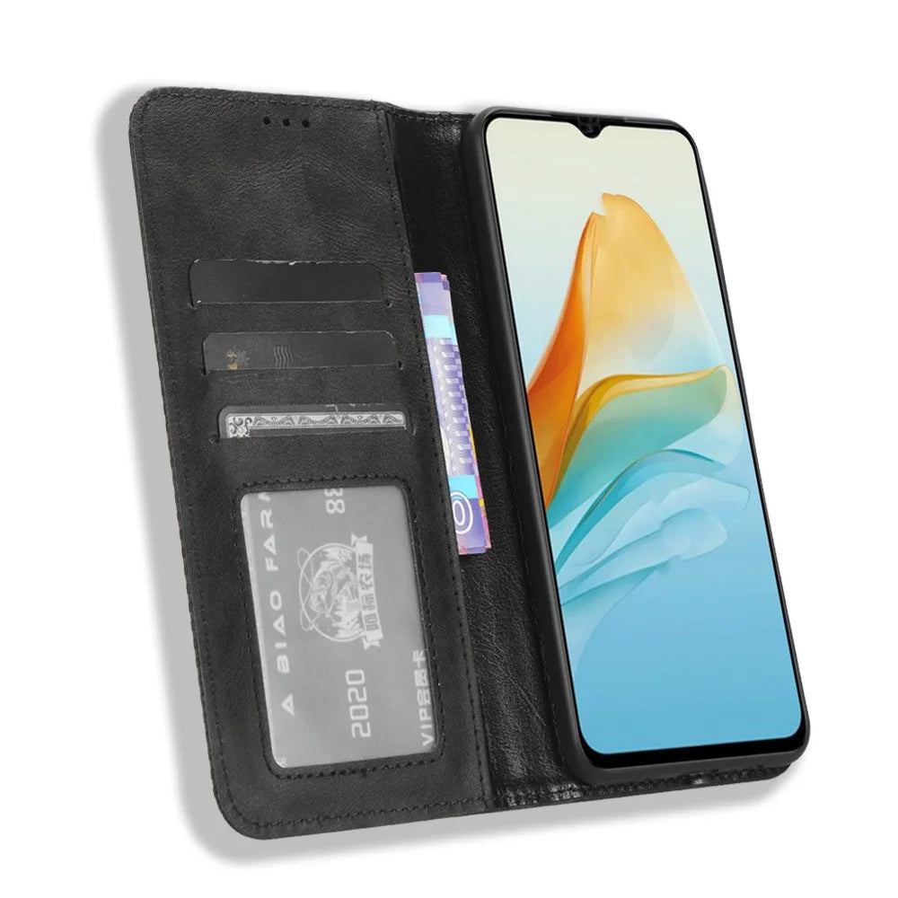 For ZTE Blade V41 Vita / Blade V50 Design 5G / V40 Design / Axon 40 Lite / nubia Neo Retro PU Leather Phone Case Stand Wallet Cover - Black - 2