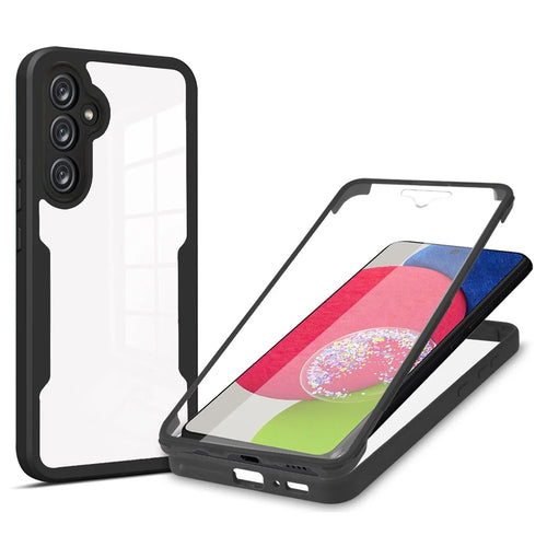 For Samsung Galaxy A54 5G Clear Acrylic+TPU Phone Case Camera Lens Protection Phone Cover with PET Screen Film - Black - 1