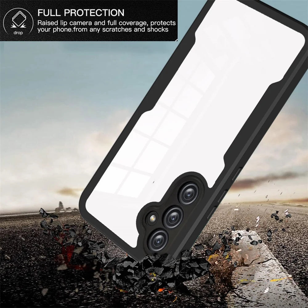 For Samsung Galaxy A54 5G Clear Acrylic+TPU Phone Case Camera Lens Protection Phone Cover with PET Screen Film - Black - 2