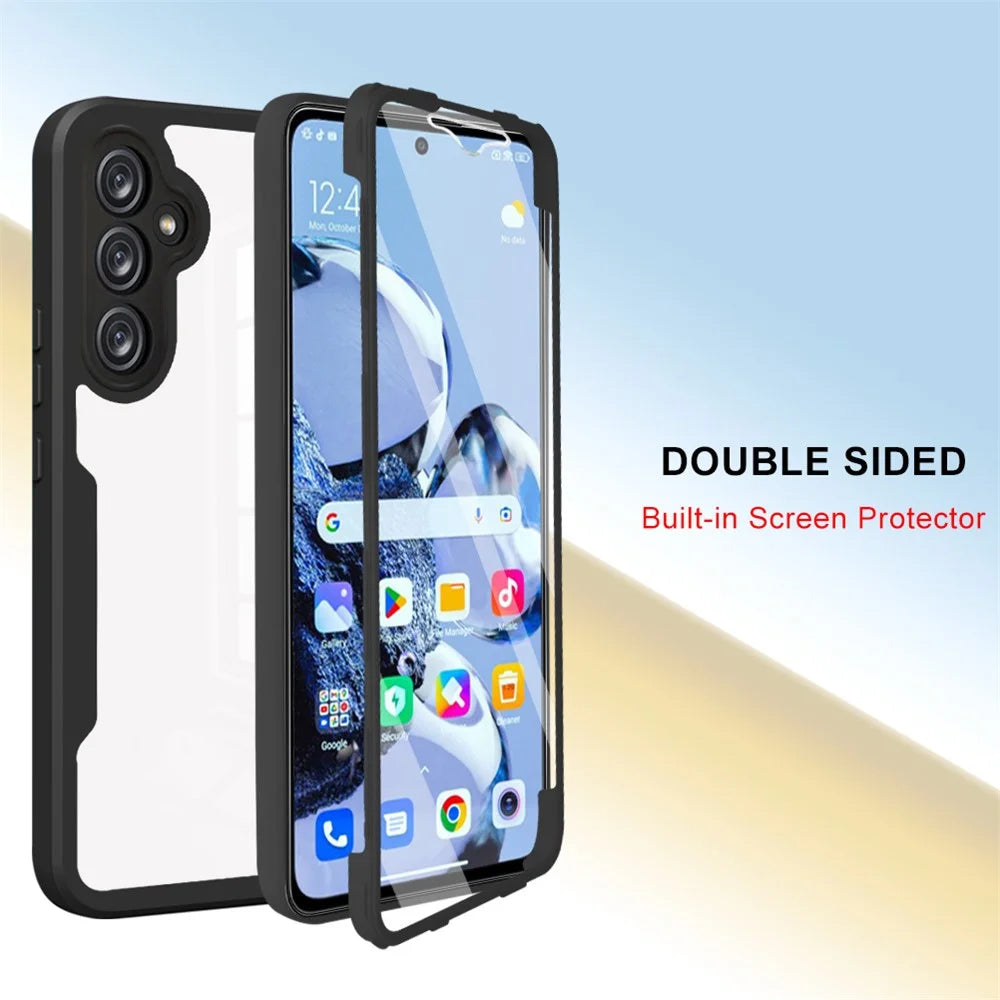For Samsung Galaxy A54 5G Clear Acrylic+TPU Phone Case Camera Lens Protection Phone Cover with PET Screen Film - Black - 4