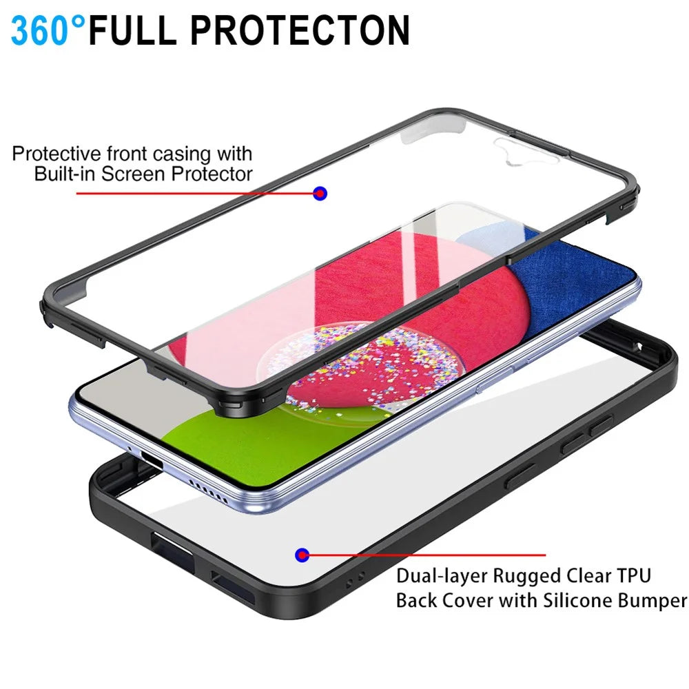 For Samsung Galaxy A54 5G Clear Acrylic+TPU Phone Case Camera Lens Protection Phone Cover with PET Screen Film - Black - 5