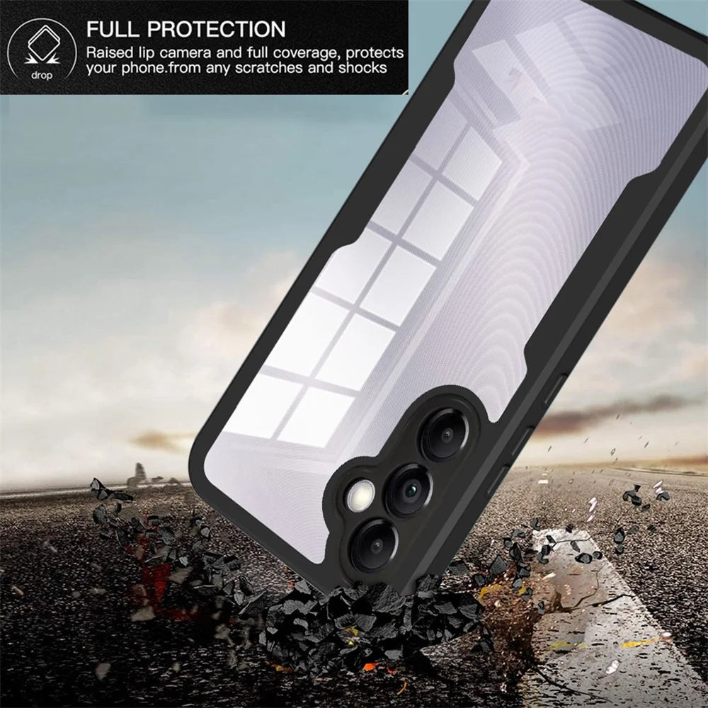 Camera Lens Protection Cover for Samsung Galaxy A34 5G Clear Acrylic+TPU Phone Case with PET Screen Film - Black - 3