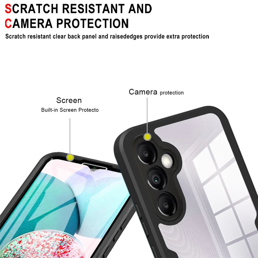 Camera Lens Protection Cover for Samsung Galaxy A34 5G Clear Acrylic+TPU Phone Case with PET Screen Film - Black - 6