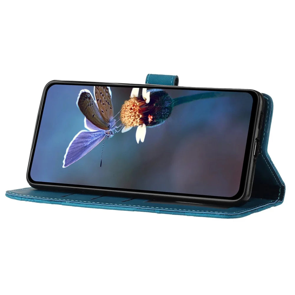 For iPhone 6 / 6s / 7 / 8 / SE (2020) / SE (2022) Flower Imprinted PU Leather Phone Case Wallet Stand Anti-drop Cover - Blue - 4