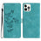 For iPhone 14 Pro Full Protection Leather Case Flower Imprint Wallet Stand Phone Cover - Sky Blue - 1