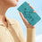 For iPhone 14 Pro Full Protection Leather Case Flower Imprint Wallet Stand Phone Cover - Sky Blue - 7