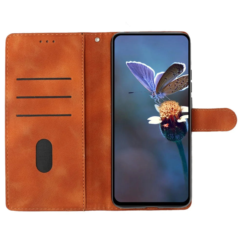 Wallet Stand Leather Phone Case for iPhone 14 Plus , Flower Imprint Protective Cover - Brown - 2