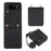 Leather Phone Case for Samsung Galaxy Z Flip4 5G , Rhombus Imprint Cover with Hand Strap and Shoulder Strap - Black - 1