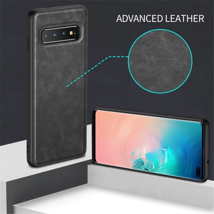 Phone Case for Samsung Galaxy S10 Plus , PU Leather Coated TPU+PC Retro Back Cover - Brown - 2
