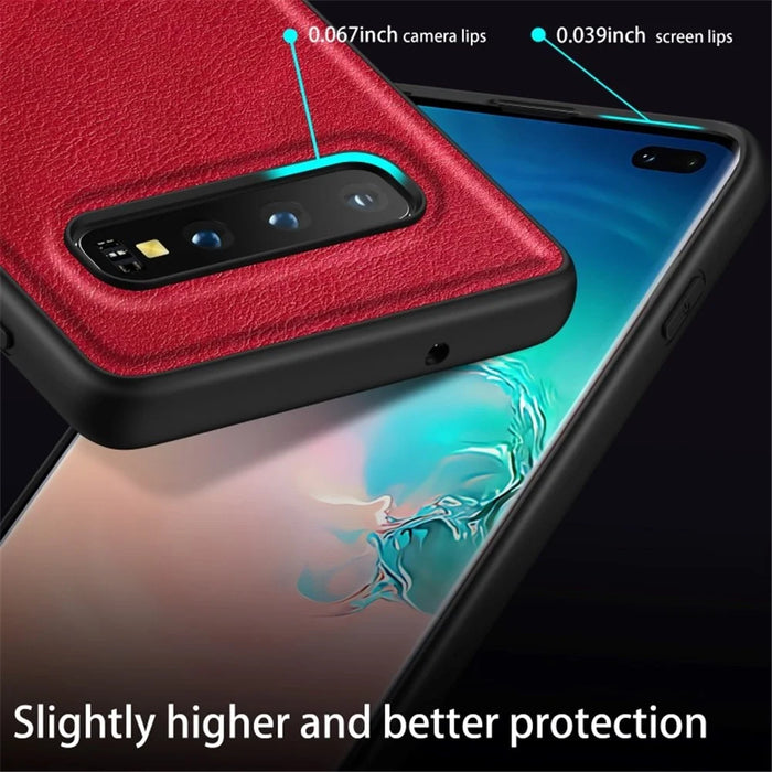 Phone Case for Samsung Galaxy S10 Plus , PU Leather Coated TPU+PC Retro Back Cover - Brown - 3