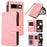 For Google Pixel 7a Rhombus Imprint Zipper Pocket Wallet Stand Phone Case Leather Card Holder Shell - Rose Gold - 1