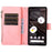 For Google Pixel 7a Rhombus Imprint Zipper Pocket Wallet Stand Phone Case Leather Card Holder Shell - Rose Gold - 5