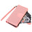 For Google Pixel 7a Rhombus Imprint Zipper Pocket Wallet Stand Phone Case Leather Card Holder Shell - Rose Gold - 6