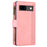 For Google Pixel 7a Rhombus Imprint Zipper Pocket Wallet Stand Phone Case Leather Card Holder Shell - Rose Gold - 7