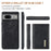 DG.MING M1 Series For Google Pixel 7a Detachable Magnetic Wallet Kickstand Phone Case PC+TPU+PU Leather Back Cover - Black - 4