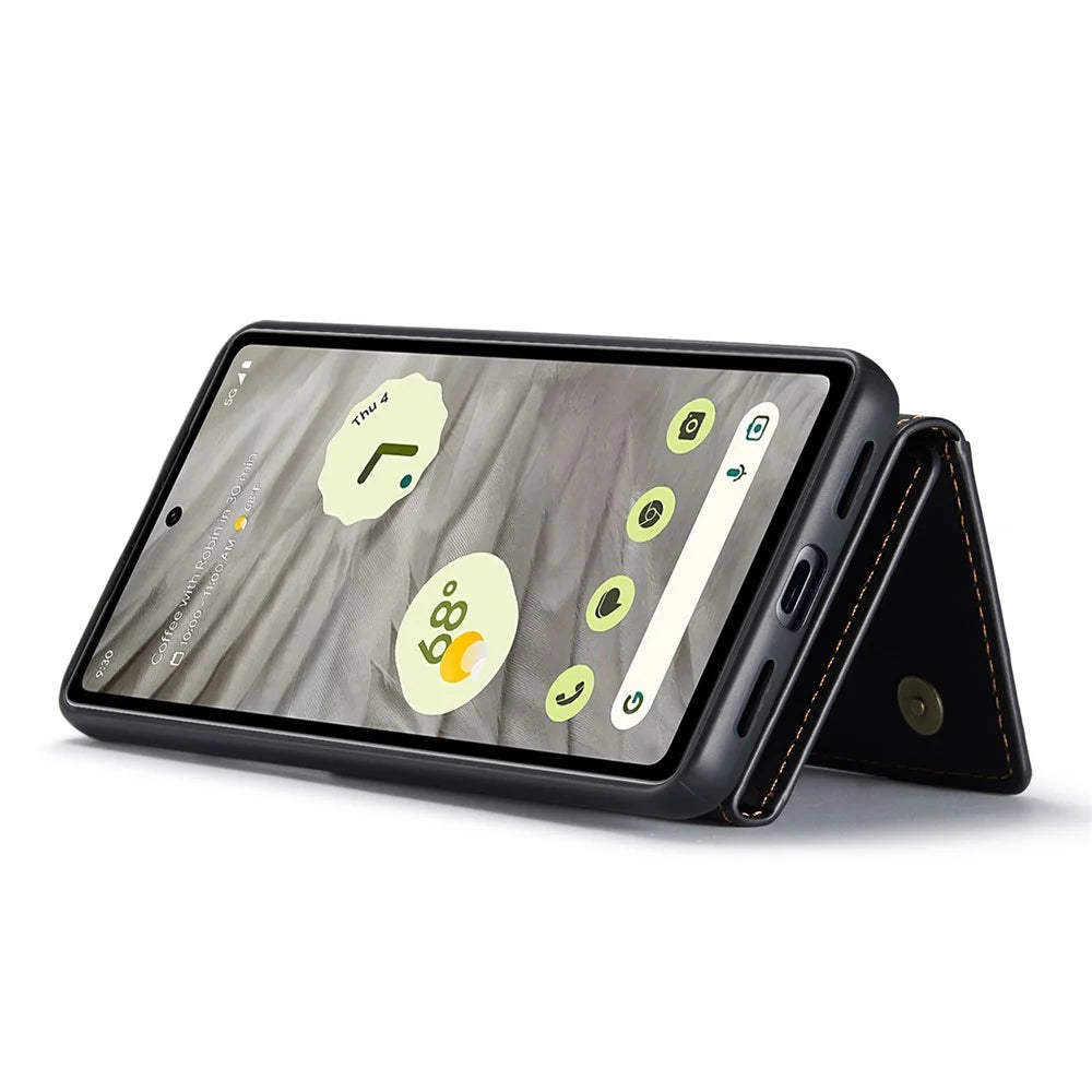 DG.MING M2 Series for Google Pixel 7a Detachable Back Cover PU Leather Coated PC+TPU Kickstand Wallet Phone Case - Black - 2