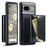 DG.MING M3 Series For Google Pixel 7a Glittery PU Leather Coated PC+TPU Back Case with Magnetic Detachable Wallet - Black - 1