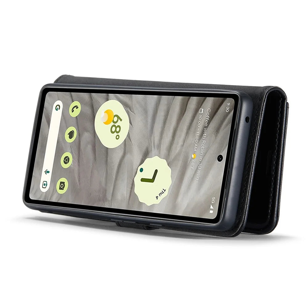 DG.MING For Google Pixel 7a Detachable Magnetic Phone Case Split Leather Wallet Stand  Cover - Black - 3