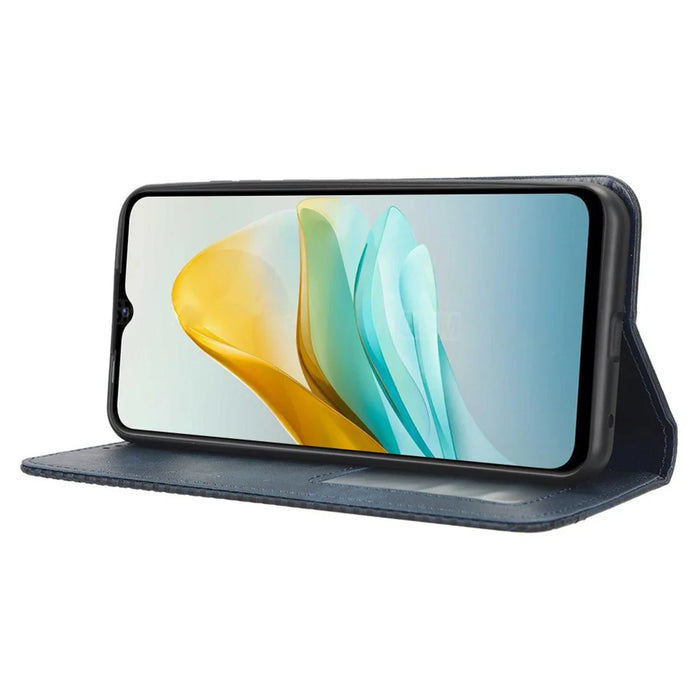 For ZTE Blade A53 / A53+ Retro Stand Wallet Phone Cover Scratch Resistant PU Leather Case - Blue - 3