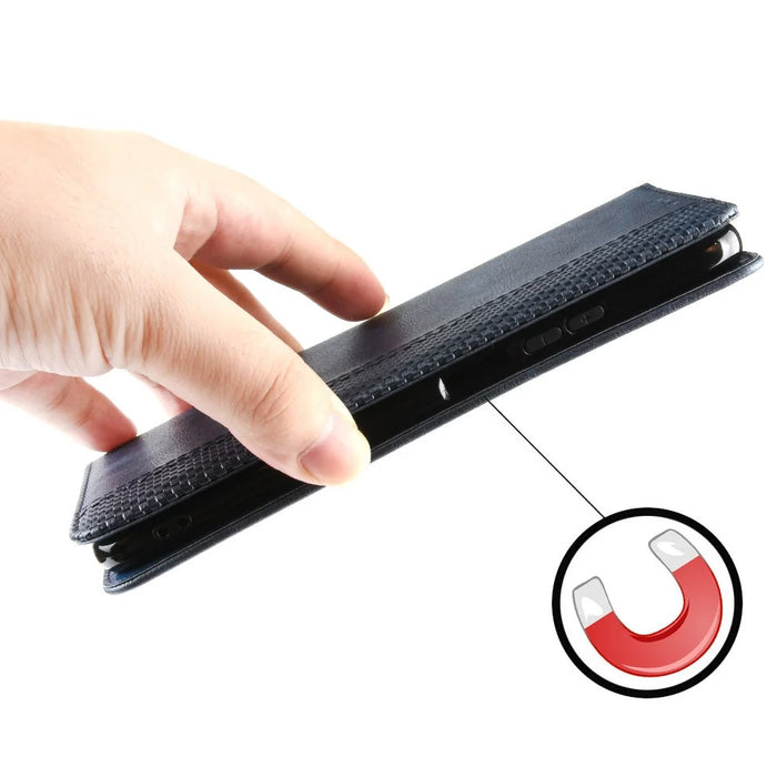 For ZTE Blade A53 / A53+ Retro Stand Wallet Phone Cover Scratch Resistant PU Leather Case - Blue - 4