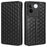For vivo S17e 5G PU Leather Stand Case Shockproof Rhombus Imprinted Phone Cover - Black - 1