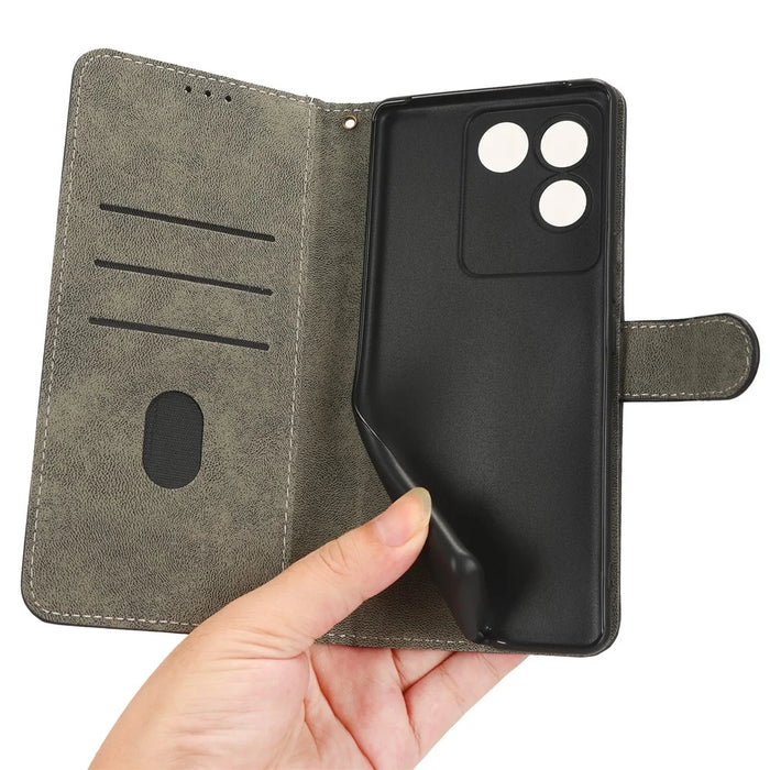 For vivo S17e 5G Drop Proof Wallet Cover RFID Blocking PU Leather Stand Phone Case with Strap - Black - 5