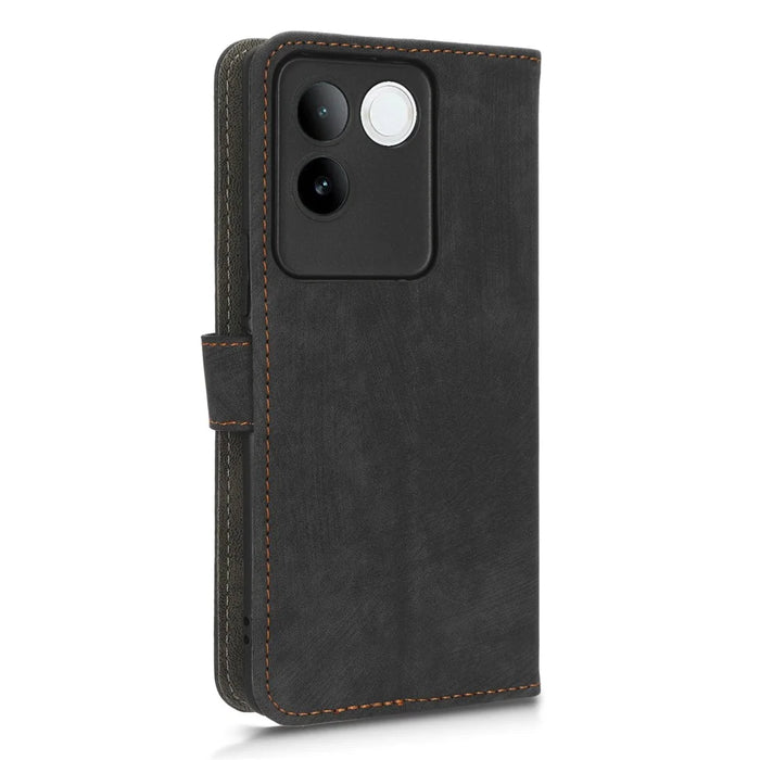For vivo S17e 5G Drop Proof Wallet Cover RFID Blocking PU Leather Stand Phone Case with Strap - Black - 7