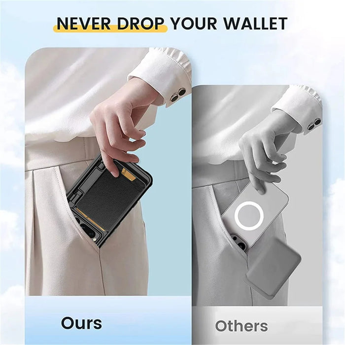 For Google Pixel Fold PU Leather PC+TPU Phone Case Hinge Protection Card Slot Cover with Tempered Glass Film - Black - 3