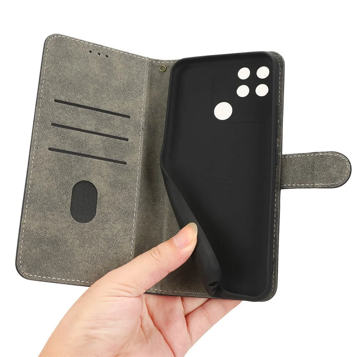 For Realme Narzo 50A RFID Blocking PU Leather Stand Case Drop Proof Phone Wallet Cover with Strap - Black - 5