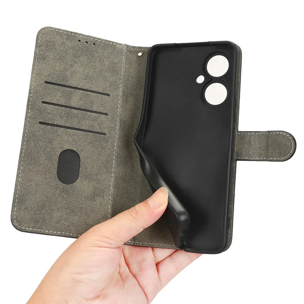 Stand Case for TECNO Camon 19 4G CI6n RFID Blocking PU Leather Phone Wallet Cover with Strap - Black - 5