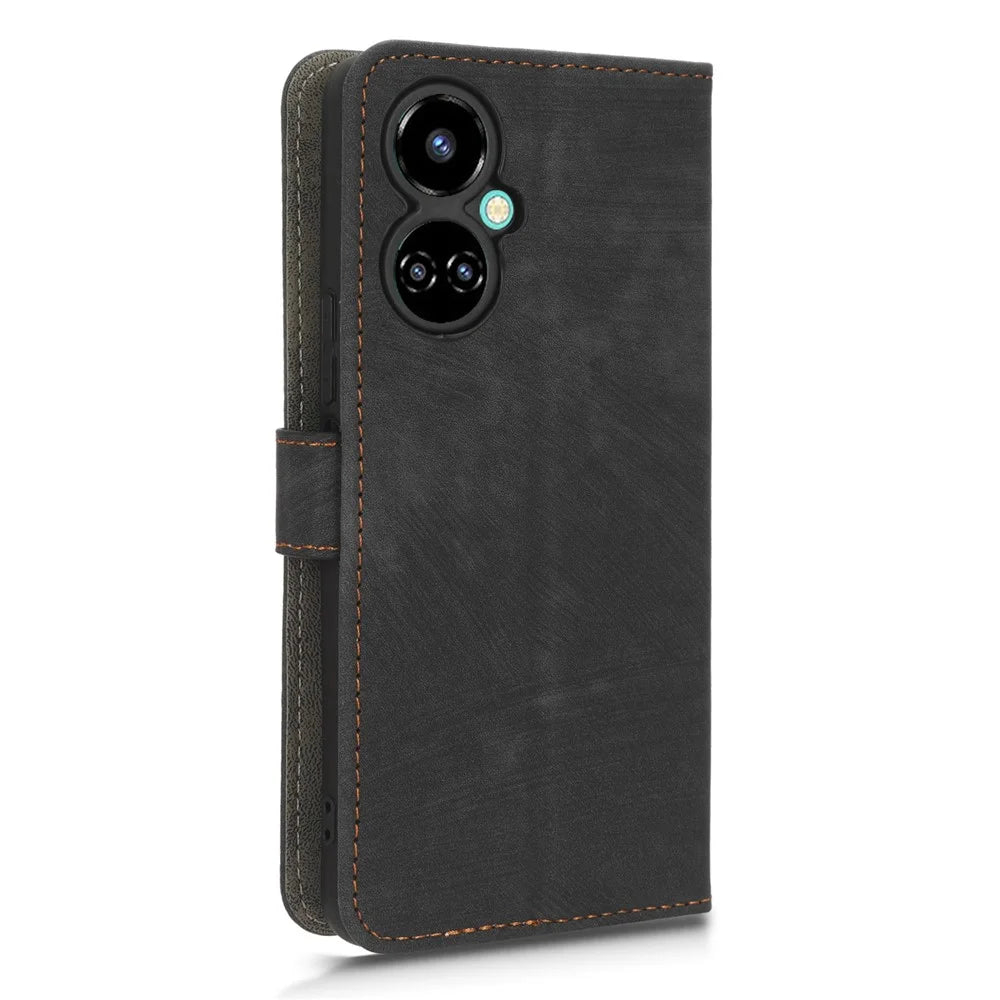 Stand Case for TECNO Camon 19 4G CI6n RFID Blocking PU Leather Phone Wallet Cover with Strap - Black - 7