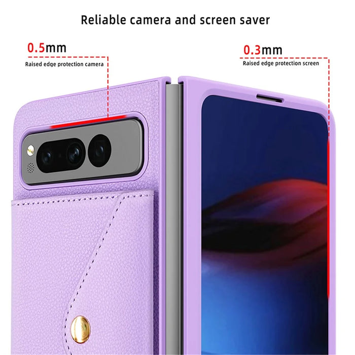 For Google Pixel Fold PU Leather PC Protective Cover Litchi Texture Card Slot Phone Case - Black - 7