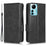 For ZTE Blade V41 Smart Wallet Cell Phone Case PU Leather Imprinted Triangle Stand Cover - Black - 1