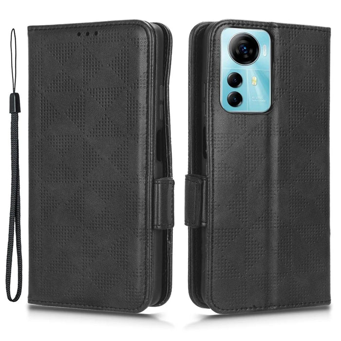 For ZTE Blade V41 Smart Wallet Cell Phone Case PU Leather Imprinted Triangle Stand Cover - Black - 1