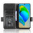 For ZTE Blade V41 Smart Wallet Cell Phone Case PU Leather Imprinted Triangle Stand Cover - Black - 2