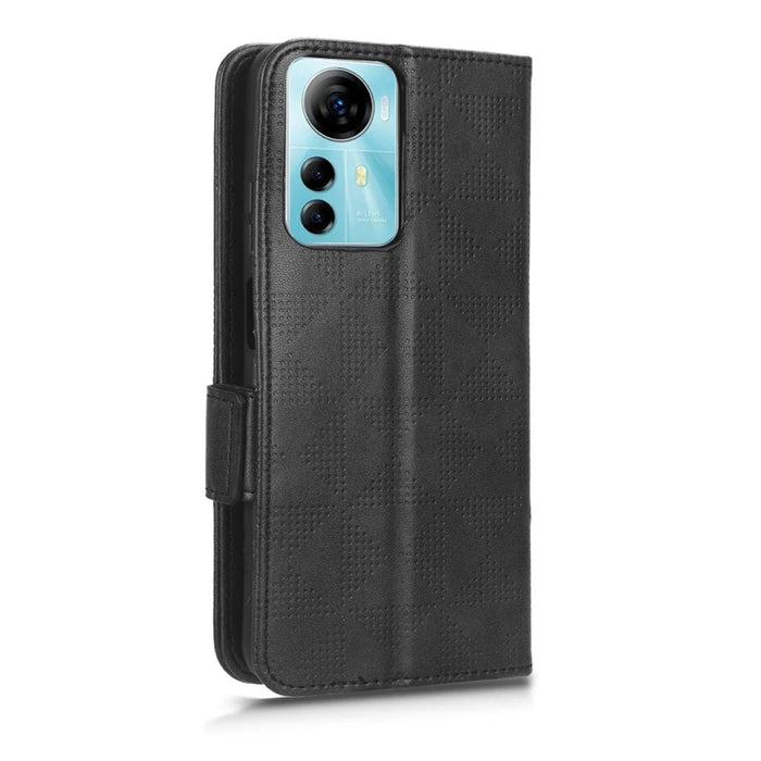 For ZTE Blade V41 Smart Wallet Cell Phone Case PU Leather Imprinted Triangle Stand Cover - Black - 6