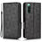 For Sony Xperia 10 V PU Leather Wallet Case Imprinted Triangle Phone Cover with Stand - Black - 1