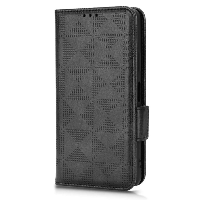 For Sony Xperia 10 V PU Leather Wallet Case Imprinted Triangle Phone Cover with Stand - Black - 6